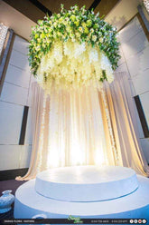White Flowers & Green Foliage Floral Vine Poruwa - Traditional Wedding Altar Sri Lanka